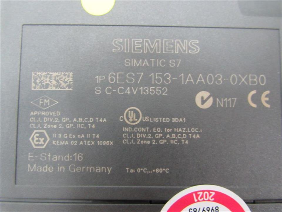 Siemens 6ES7 153-1AA03-0XB0 6ES7153-1AA03-0XB0 E-St.:16 TESTED TOP ZUSTAND