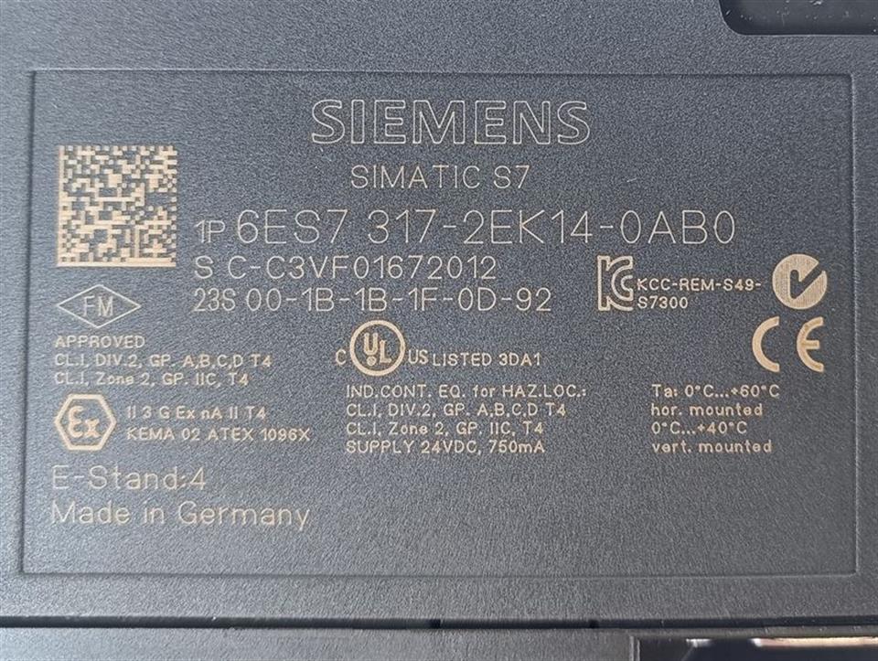 Siemens 6ES7 317-2EK14-0AB0 CPU317-2 PN/DP E-St.04 TESTED & TOP ZUSTAND