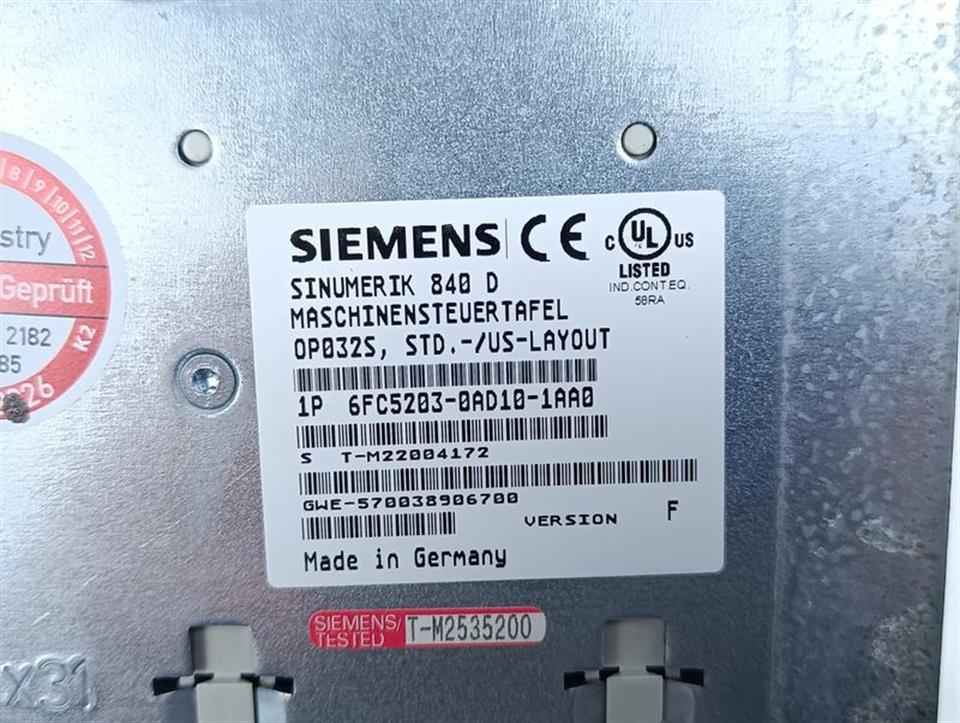 Siemens 6FC5203-0AD10-1AA0 Maschinensteuertafel OP032S Vers:F TESTED TOP ZUSTAND
