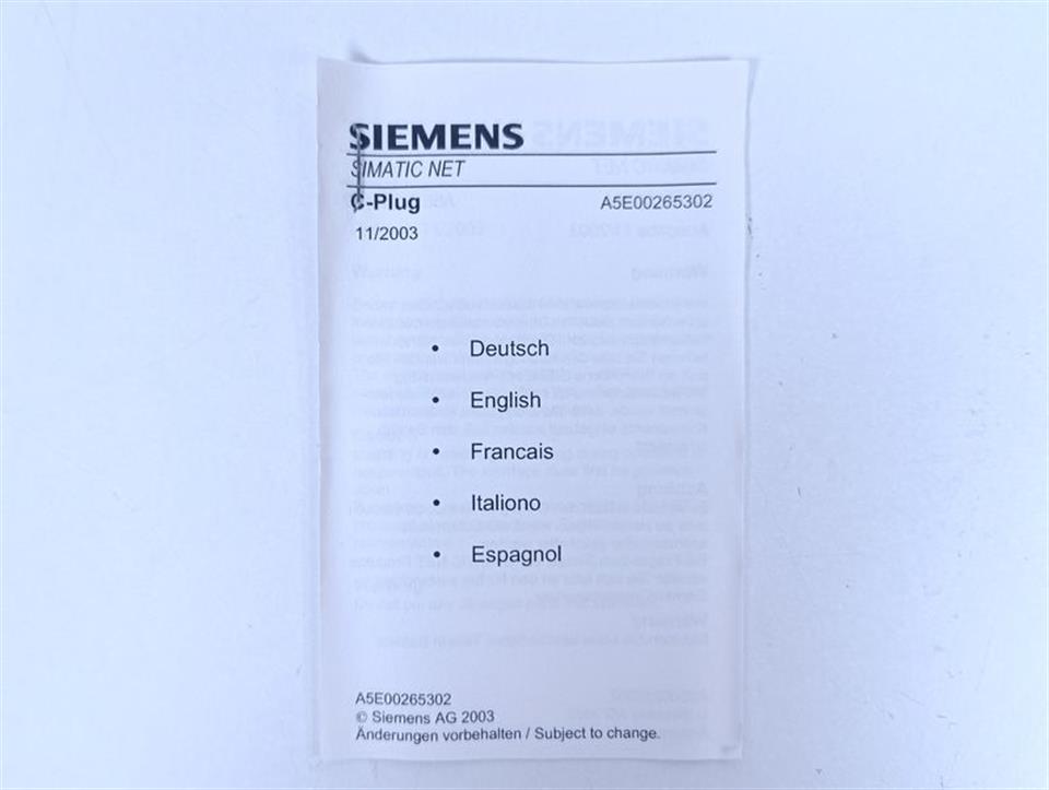 Siemens C-Plug 6GK1 900-0AB00  E:2 UNUSED & OVP