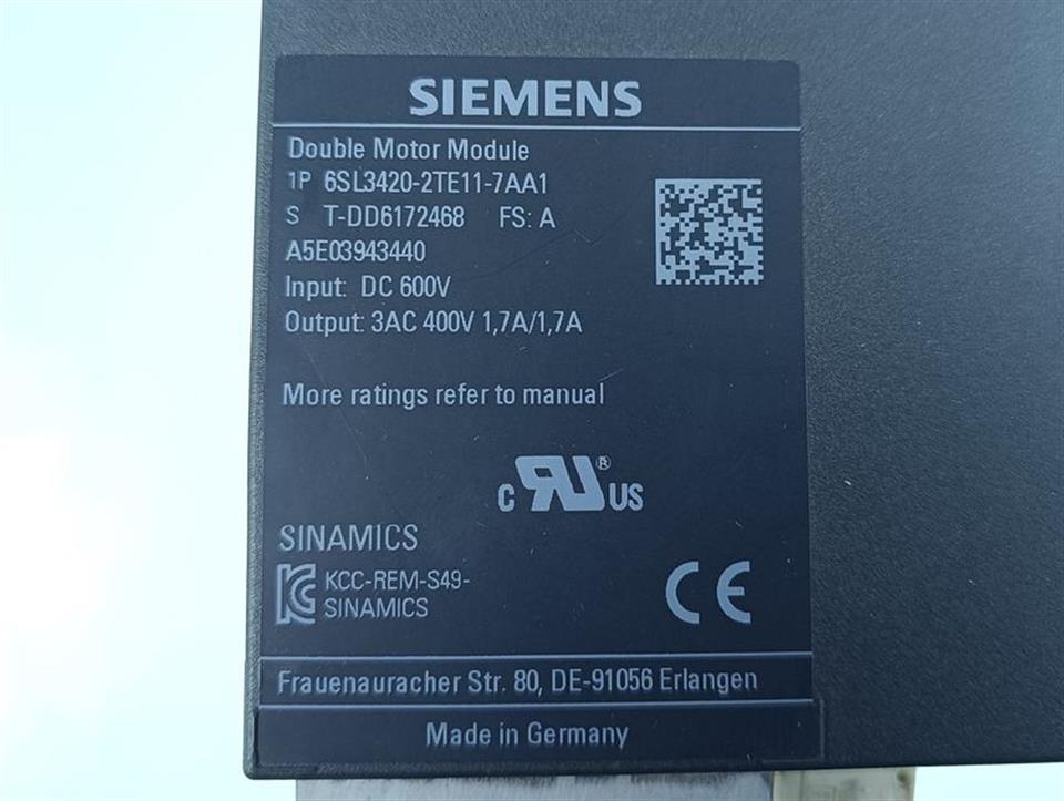 Siemens Double Motor Module 6SL3420-2TE11-7AA1 FS:A TOP ZUSTAND