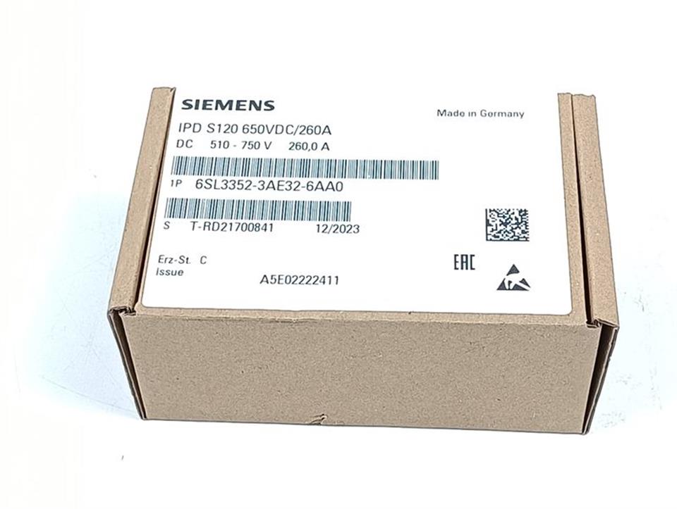 Siemens IPD S120 650VDC/260A 6SL3352-3AE32-6AA0 Erz-St: C UNUSED & OVP & SEALED