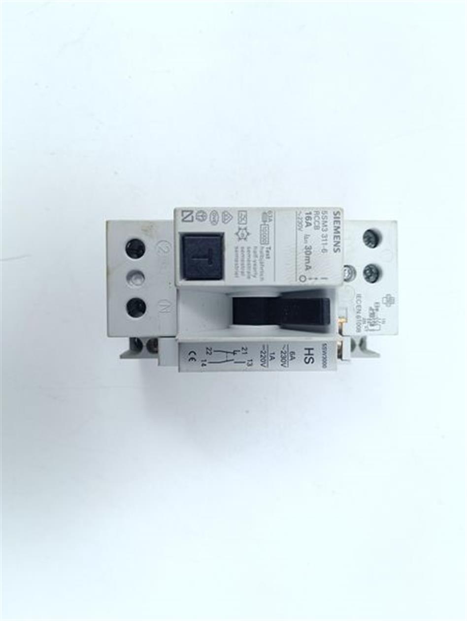 Siemens Leistungsschalter 5SM3 311-6 RCCB 16A 30 mA + 5SW3000 HS GEBRAUCHT GUT
