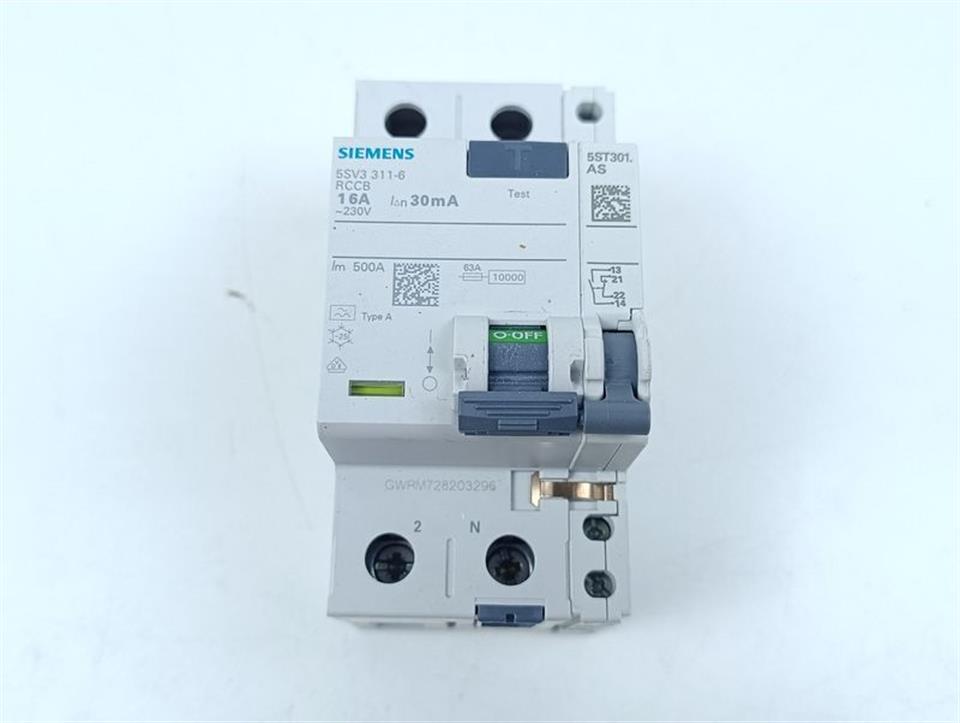 Siemens Leistungsschalter 5SV3 311-6 RCCB 16A 30 mA + 5ST3010 AS TOP ZUSTAND