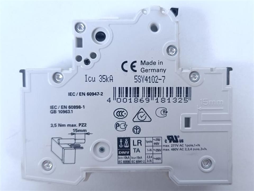 Siemens Leistungsschalter 5SY4102-7 MCB C2 GEBRAUCHT GUT