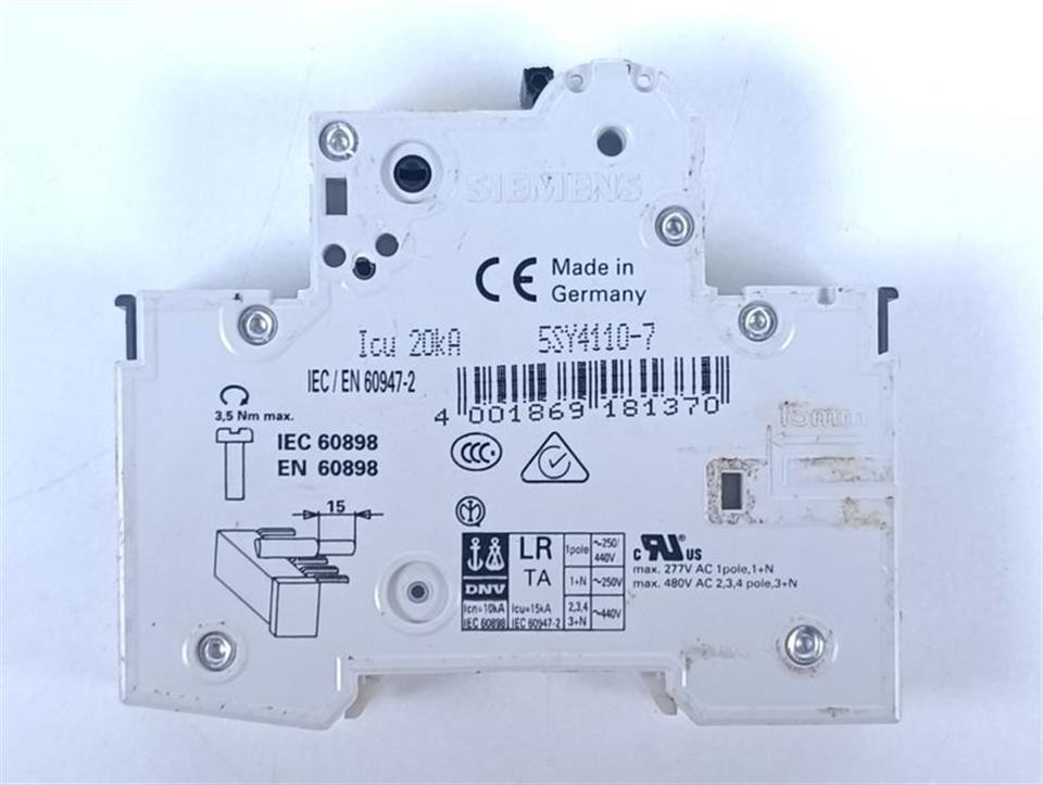 Siemens Leistungsschalter 5SY4110-7 MCB C10 GEBRAUCHT GUT