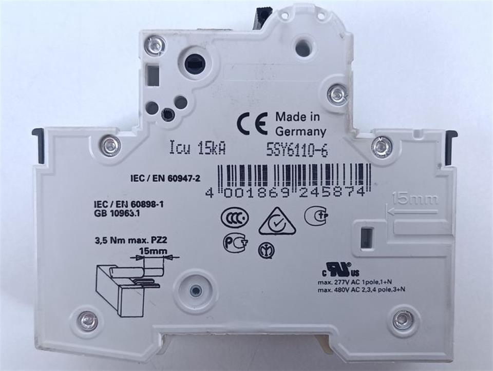 Siemens Leistungsschalter 5SY6110-6 MCB B10 + 5ST301.AS GEBRAUCHT GUT