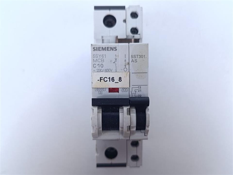 Siemens Leistungsschalter 5SY6110-7 MCB C10 + 5ST301.AS GEBRAUCHT GUT