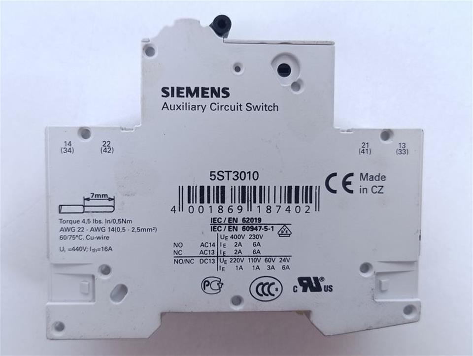Siemens Leistungsschalter 5SY6110-7 MCB C10 + 5ST301.AS GEBRAUCHT GUT