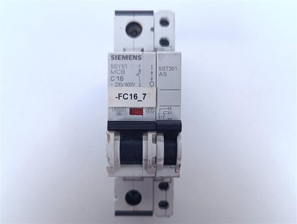 Siemens Leistungsschalter 5SY6116-7 MCB C16 + 5ST301.AS GEBRAUCHT GUT