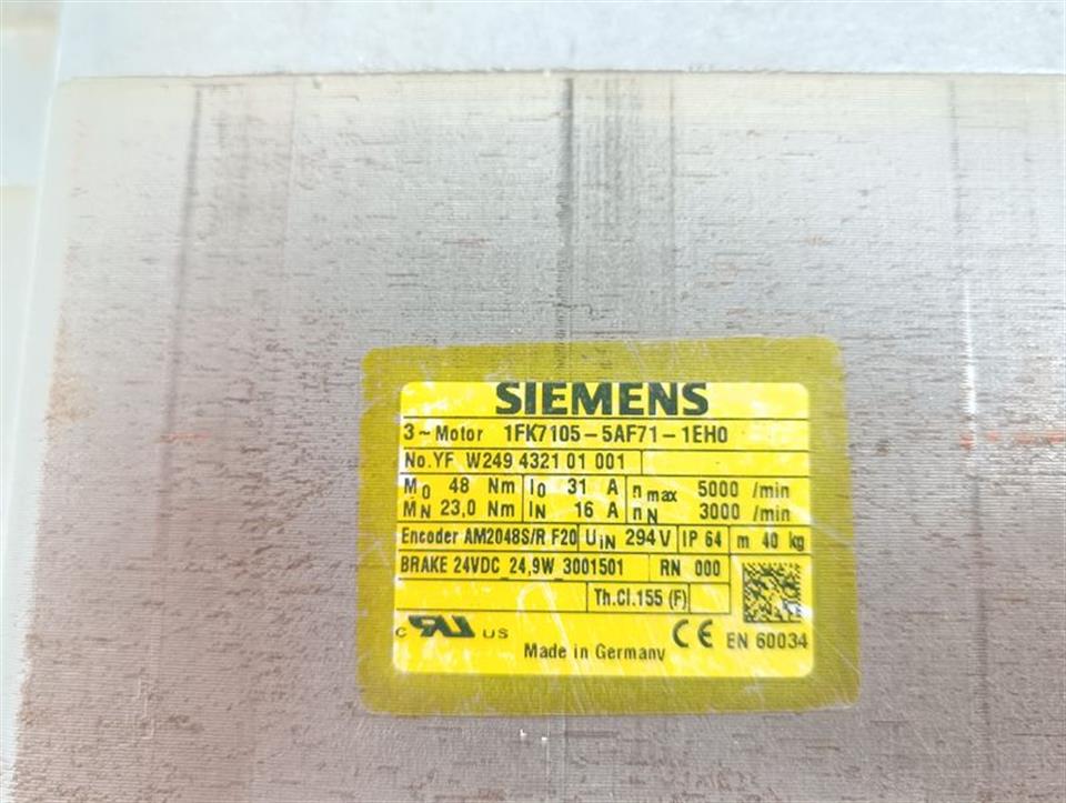 Siemens Motor Servomotor 1FK7105-5AF71-1EH0 TESTED & UNBENUTZT