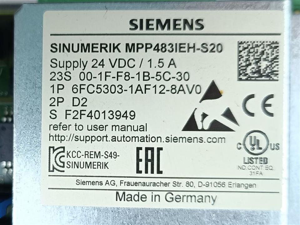 Siemens MPP483IEH-S20 Panel Bedientafel 6FC5303-1AF12-8AV0 TESTED & TOP ZUSTAND