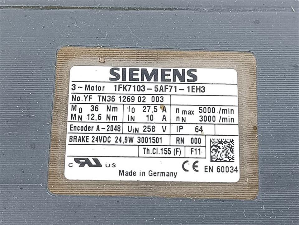 Siemens Servomotor 1FK7103-5AF71-1EH3 TESTED TOP ZUSTAND