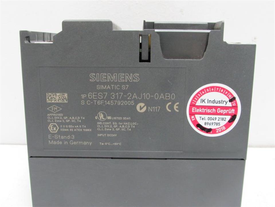 Siemens 6ES7 317-2AJ10-0AB0 CPU317-2 DP 6ES7317-2AJ10-0AB0 E-stand 3 TOP ZUSTAND