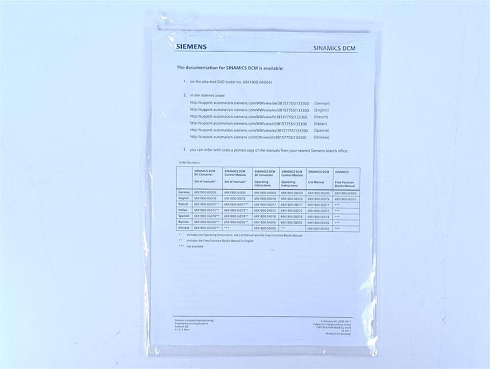 Siemens Sinamics 6RA8075-6DV62-0AA0-Z + 6RX1800-0AS01 TESTED & UNUSED OVP