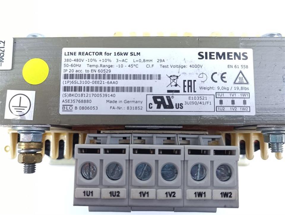 Siemens Sinamics 6SL3100-0EE21-6AA0 Commutation Reactor 16kW Smart Line Module
