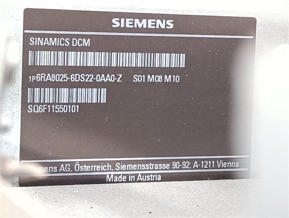 Siemens Sinamics DCM 6RA8025-6DS22-0AA0-Z S01 M08 M10 TESTED TOP ZUSTAND