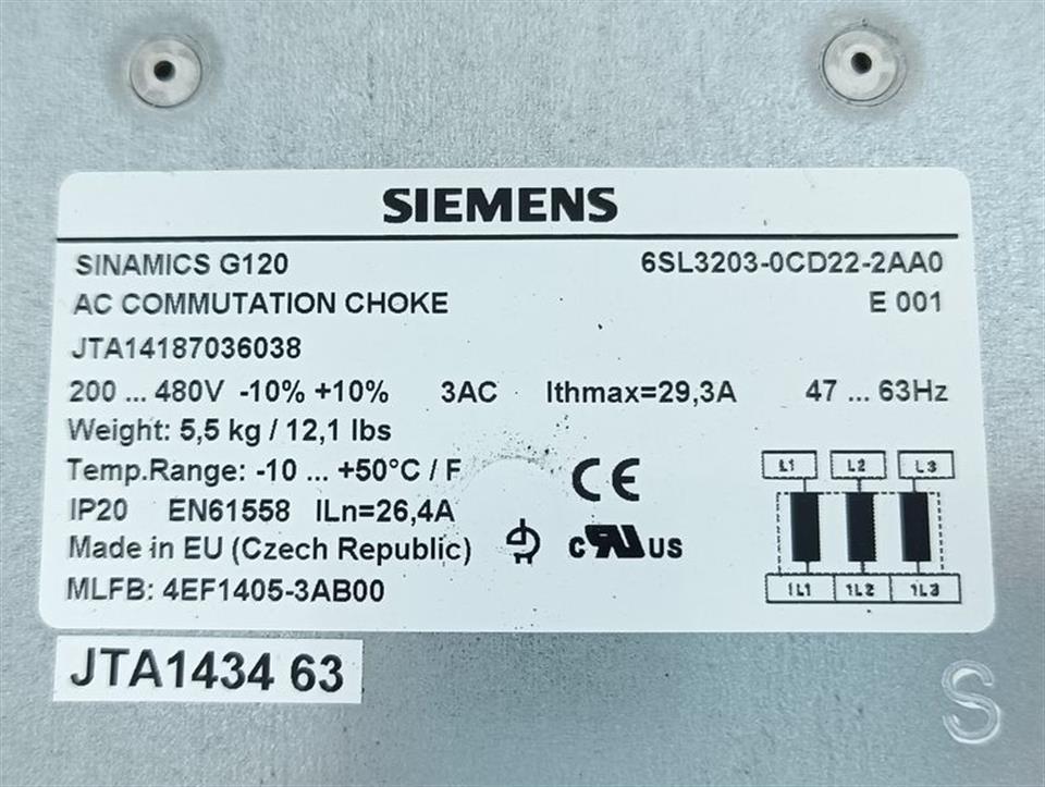 Siemens SINAMICS G120 6SL3203-0CD22-2AA0 Communication Choke TOP ZUSTAND