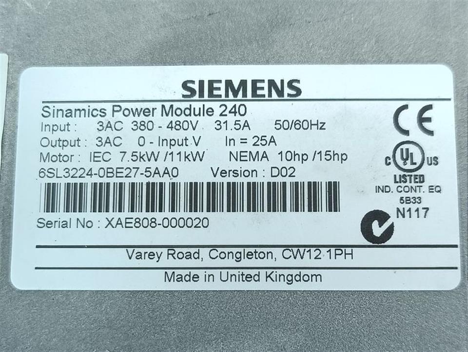 Siemens SINAMICS Power Module 240 6SL3224-0BE27-5AA0 TESTED & TOP ZUSTAND