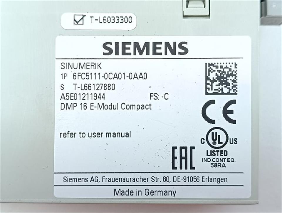 Siemens Sinumerik DMP 16 E-MODUL COMPACT 6FC5111-0CA01-0AA0 Ver: C  TOP ZUSTAND