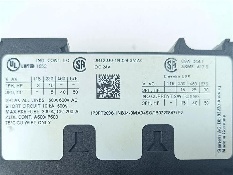 Siemens SIRIUS 3RT2036-1NB34-3MA0 E-St: 01 + A8E56200509430 E02 TOP ZUSTAND