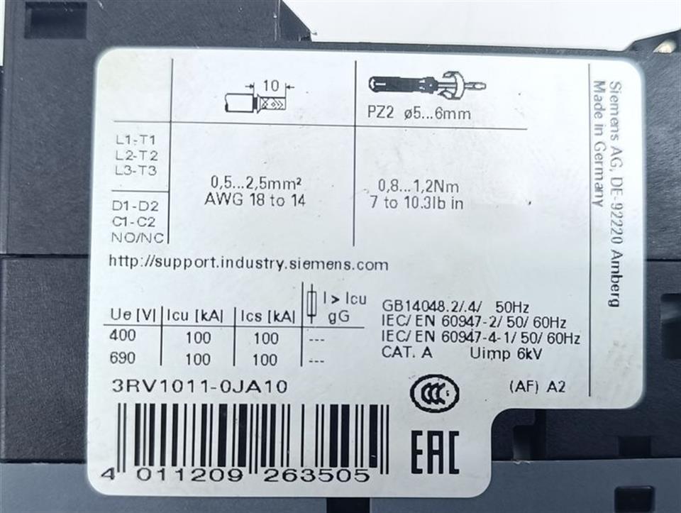 Siemens SIRIUS 3RV1011-0JA10 E09 + 3RT2015-1BB42 E06 + 3RT2916-1BB00 TOP ZUSTAND