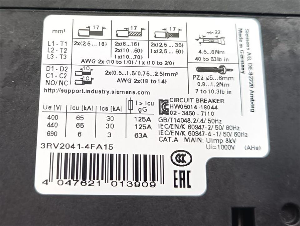 Siemens SIRIUS 3RV2041-4FA15 Leistungsschalter E01 TOP ZUSTAND