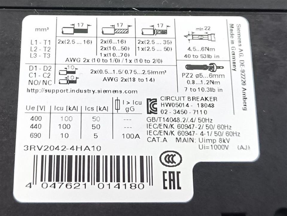 Siemens SIRIUS 3RV2042-4HA10 Leistungsschalter E04 TOP ZUSTAND