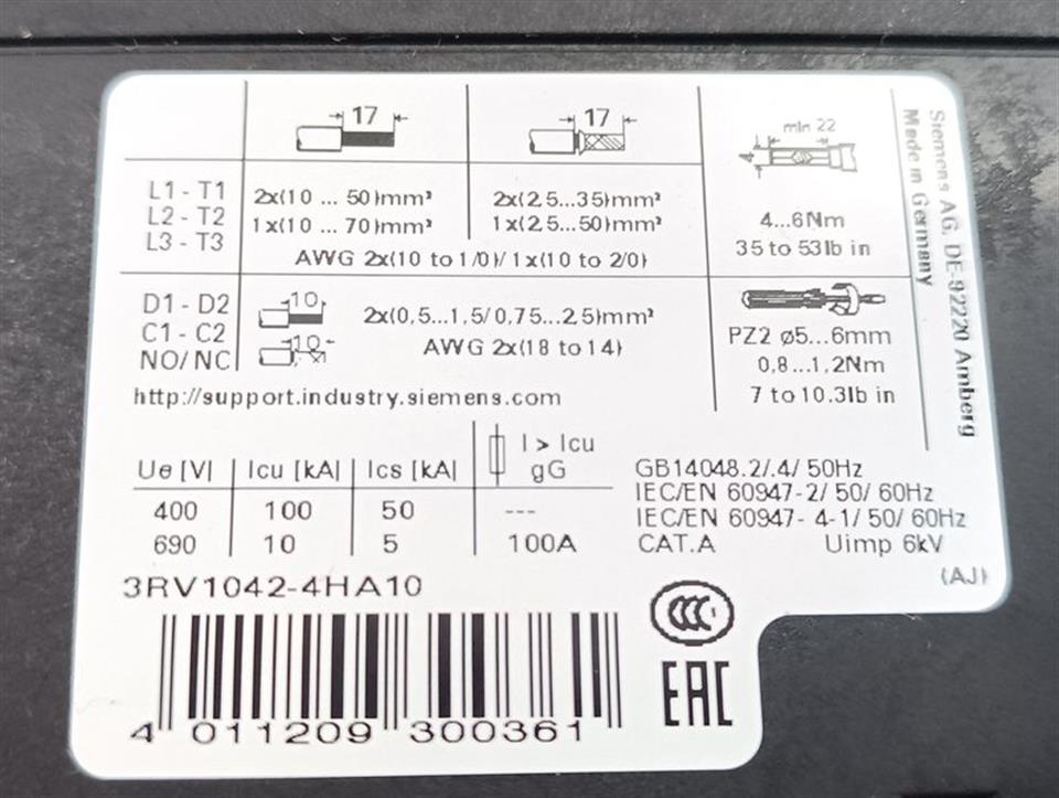 Siemens Sirius Leistungsschalter 3RV1042-4HA10 E06 TOP ZUSTAND