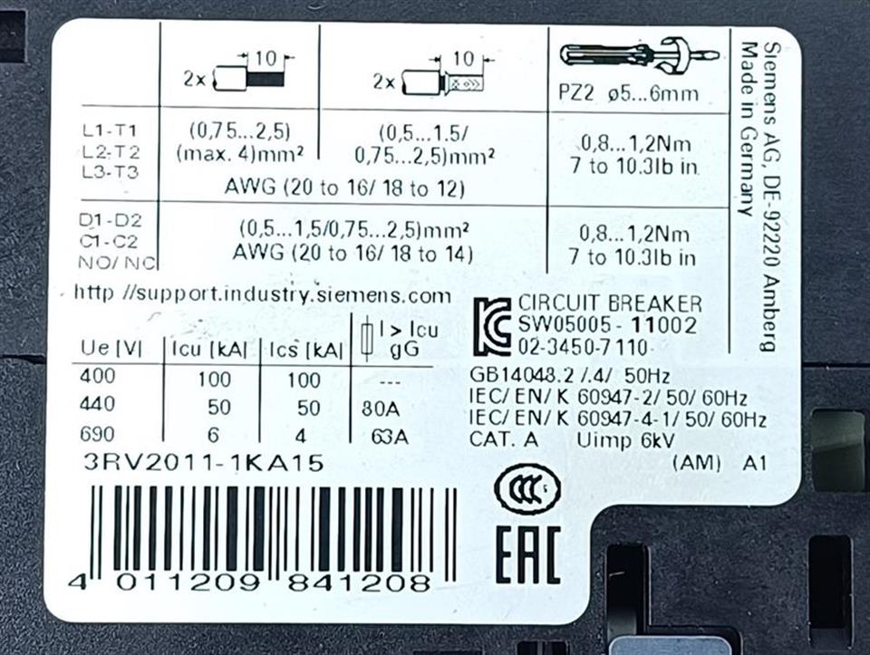 Siemens Sirius Leistungsschalter 3RV2011-1KA15 Top Zustand