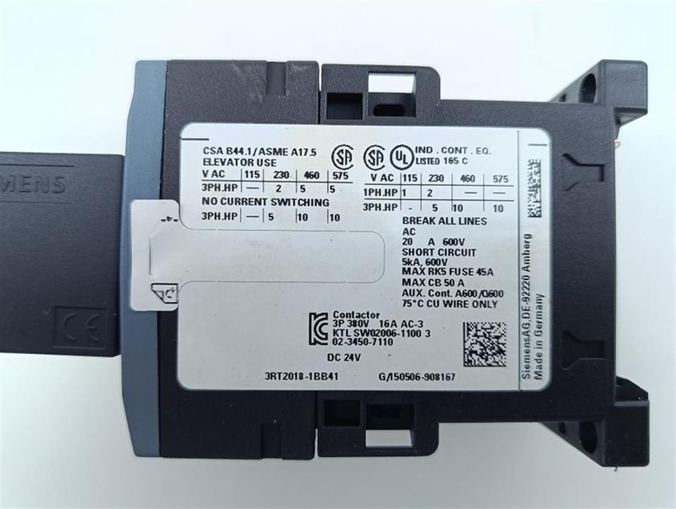 Siemens Sirius Leistungsschütz 3RT2018-1BB41 + 3RT2916-1BB00 TOP ZUSTAND