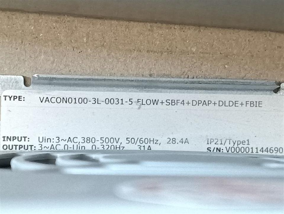VACON VACON0100-3L-0031-5-FLOW-SBF4+DPAP+DLDE+FBIE TESTED & TOP ZUSTAND