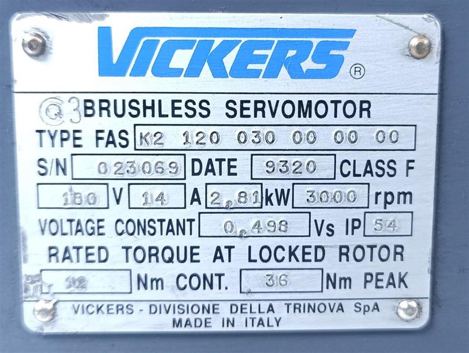 Vickers FAS K2 120 030 00 00 00 Brushless Servomotor TOP ZUSTAND