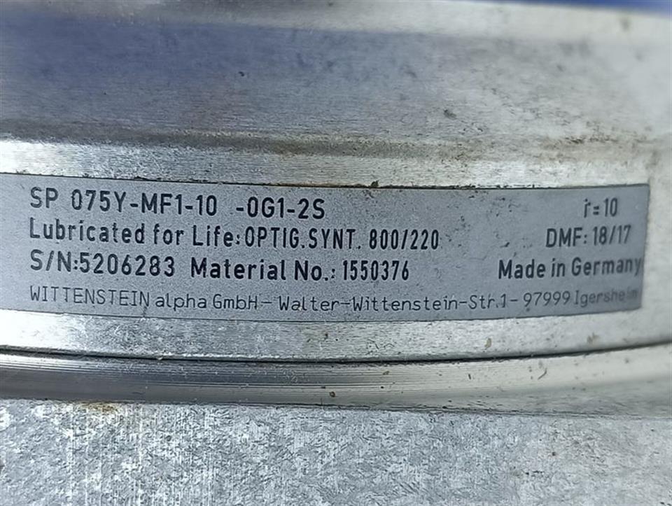 Wittenstein Alpha Getriebe SP 075Y-MF1-10 -0G1-2S i=10 TOP ZUSTAND